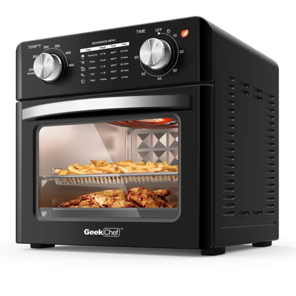 Countertop Toaster Oven Warm, Broil, Bake, Air Fry, Oil-Free, Black Stainless Steel - Image 4