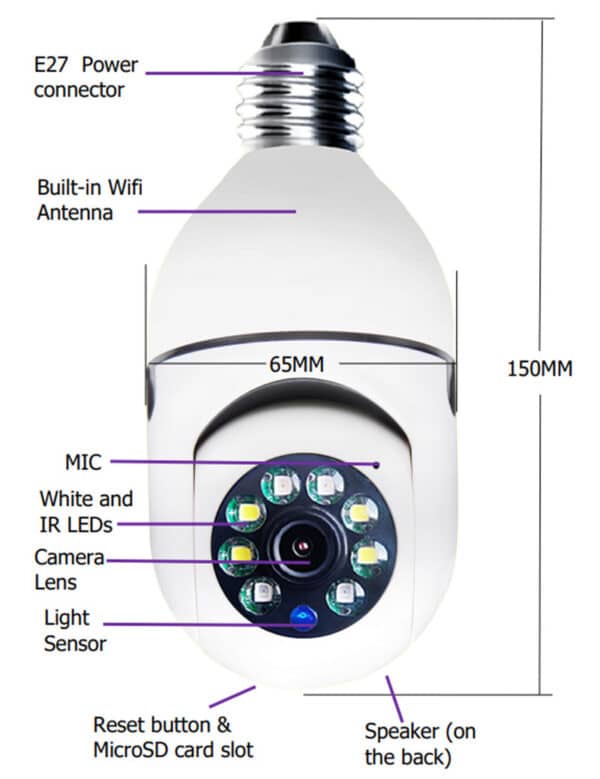 WiFi CAMERA 1080P Bulb 4X Zoom Camera E27 Home 5GWiFi Alarm Monitor - Image 9